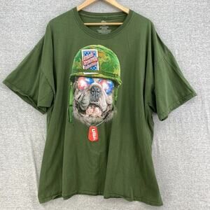 Patriotic Tshirt Mens 3XL 54-56 Green Dog Stars Stripes USA Tee Short Sleeve